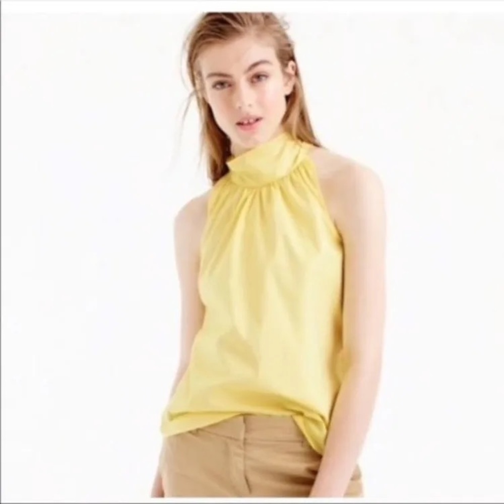JCrew Yellow Tie Neck Top